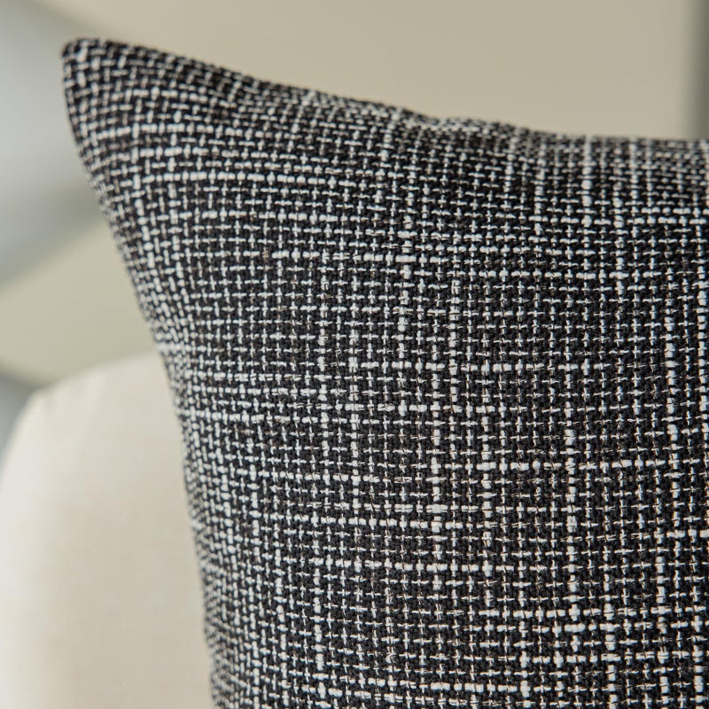 K KEVIN TEXTILE Kevin Textile Soft Solid Lined Linen Pillow Cover Durable Pillowcase  Cushion Cover, 66 x 66 cm, Set of 2, Black - Image 3