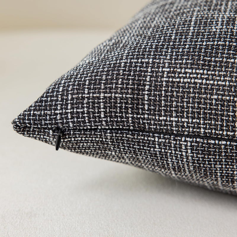 K KEVIN TEXTILE Kevin Textile Soft Solid Lined Linen Pillow Cover Durable Pillowcase  Cushion Cover, 66 x 66 cm, Set of 2, Black - Image 2