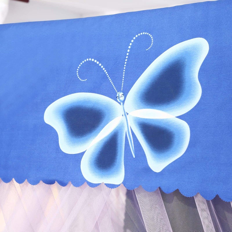 Mengersi Butterfly Four Corner Post Bed Curtain Canopy Mosquito Net for Girls Adults Kids (Twin, Blue) - Image 3