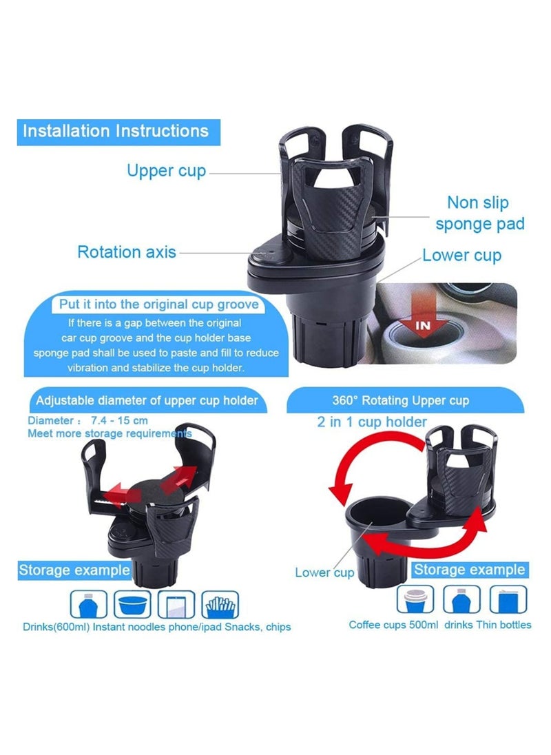 GO-DES - 2 in 1 Car Multi Drink Holder Car Dual Water Big Cup holder  GDHD565 - Image 1
