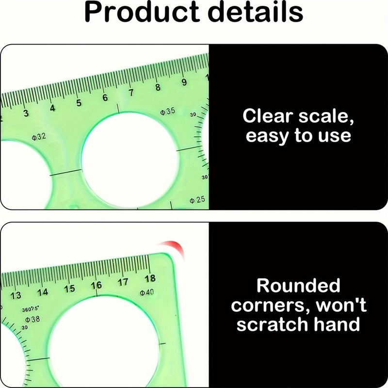2 Pcs Set Acrylic Circular Drawing Templates Multifunctional Geometric Compass For Drawing Measuring And Handmade Production Durable Perfect Fit Handmade Accessories - Image 4