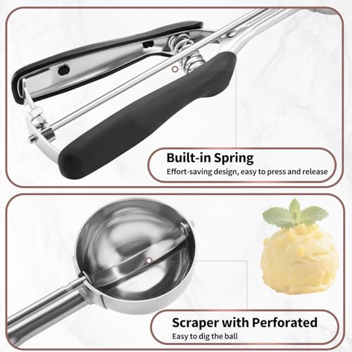 JETONN Small Cookie Scoop 1 Tablespoon, Size #60 Cookie Dough Scoop, Stainless Steel Ice Cream Scooper with Trigger Release, for Baking Small Cookies, Meatballs, Melon Balls - Image 3