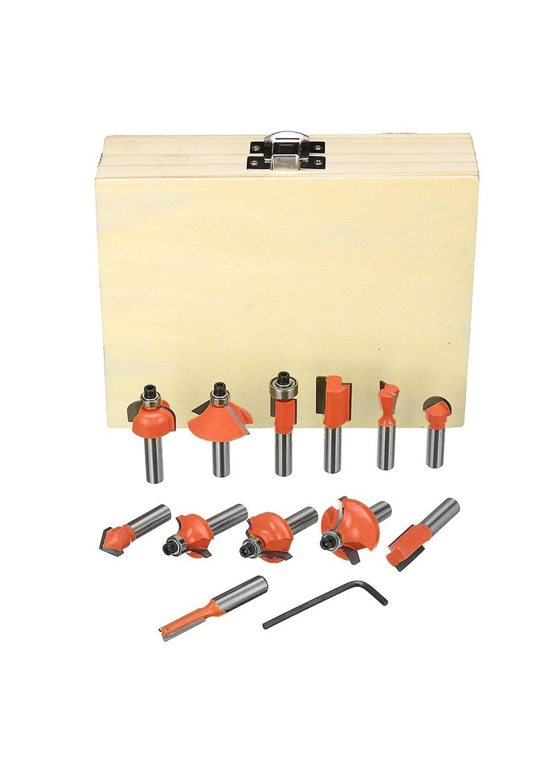 MLD MLD GT_005 router bit 8 mm Trimmer 12 Pcs Set Rotary Tool bits for wood carving set panel design 14 inch shank tungsten carbide router bit set woodworkingSize 8 mmColorMulti Carbon steel  - Image 1