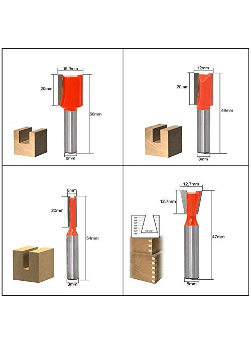 MLD MLD GT_005 router bit 8 mm Trimmer 12 Pcs Set Rotary Tool bits for wood carving set panel design 14 inch shank tungsten carbide router bit set woodworkingSize 8 mmColorMulti Carbon steel  - Image 5