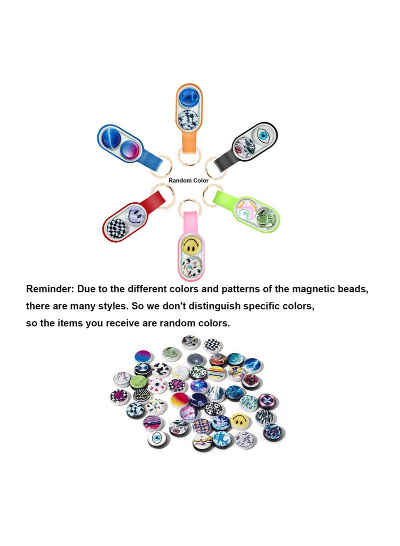 SOLARAE Magnetic Pop up Buckle Fidget Toy Finger Elastic Magnet Fidget Decompression Toy Anxiety Relief Portable Flip Click Toy Keychain Click Clack Fidget Toy for Kids Adults - Image 2
