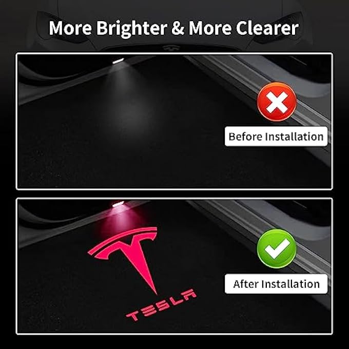 ميكينج تك أضواء باب السيارة، أضواء شعار الإسقاط لسيارات تسلا وجاكوار Xj Xjl LtraBright LED، ضوء ظل شبح ليزر ثلاثي الأبعاد لا يتلاشى أبدًا، أضواء ترحيب خطوة المجاملة لسيارات تسلا الحمراء - Image 4