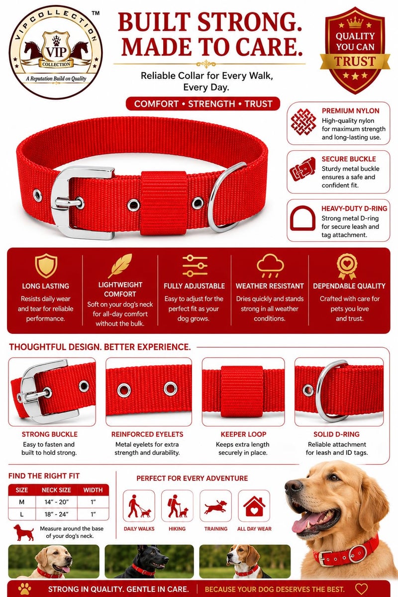 VIPCOLLECTION No Pull -Step in Soft Padded Buckle Dog Harness and Collar Leash - Escape Proof Adjustable Combo for Walking Training Hiking Outdoor (Red, Small) - Image 2