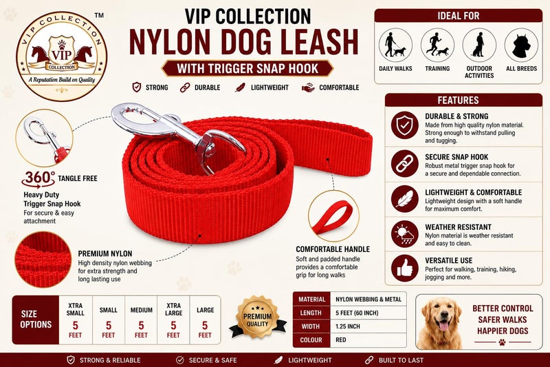 VIPCOLLECTION No Pull -Step in Soft Padded Buckle Dog Harness and Collar Leash - Escape Proof Adjustable Combo for Walking Training Hiking Outdoor (Red, Small) - Image 3