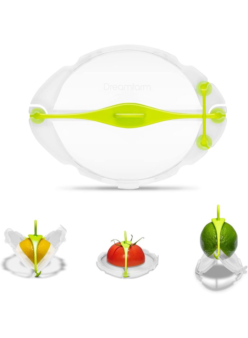 Dreamfarm Savel, Flexible Plastic Fruit & Vegetable Storage Cover, Food Safe, Reusable Plastic Saver for Cut Produce, Clear & Green - SA6711 - Image 2