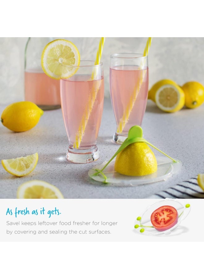 Dreamfarm Savel, Flexible Plastic Fruit & Vegetable Storage Cover, Food Safe, Reusable Plastic Saver for Cut Produce, Clear & Green - SA6711 - Image 5