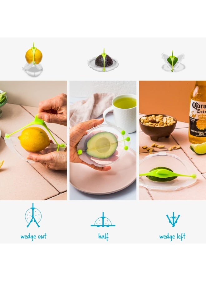 Dreamfarm Savel, Flexible Plastic Fruit & Vegetable Storage Cover, Food Safe, Reusable Plastic Saver for Cut Produce, Clear & Green - SA6711 - Image 4