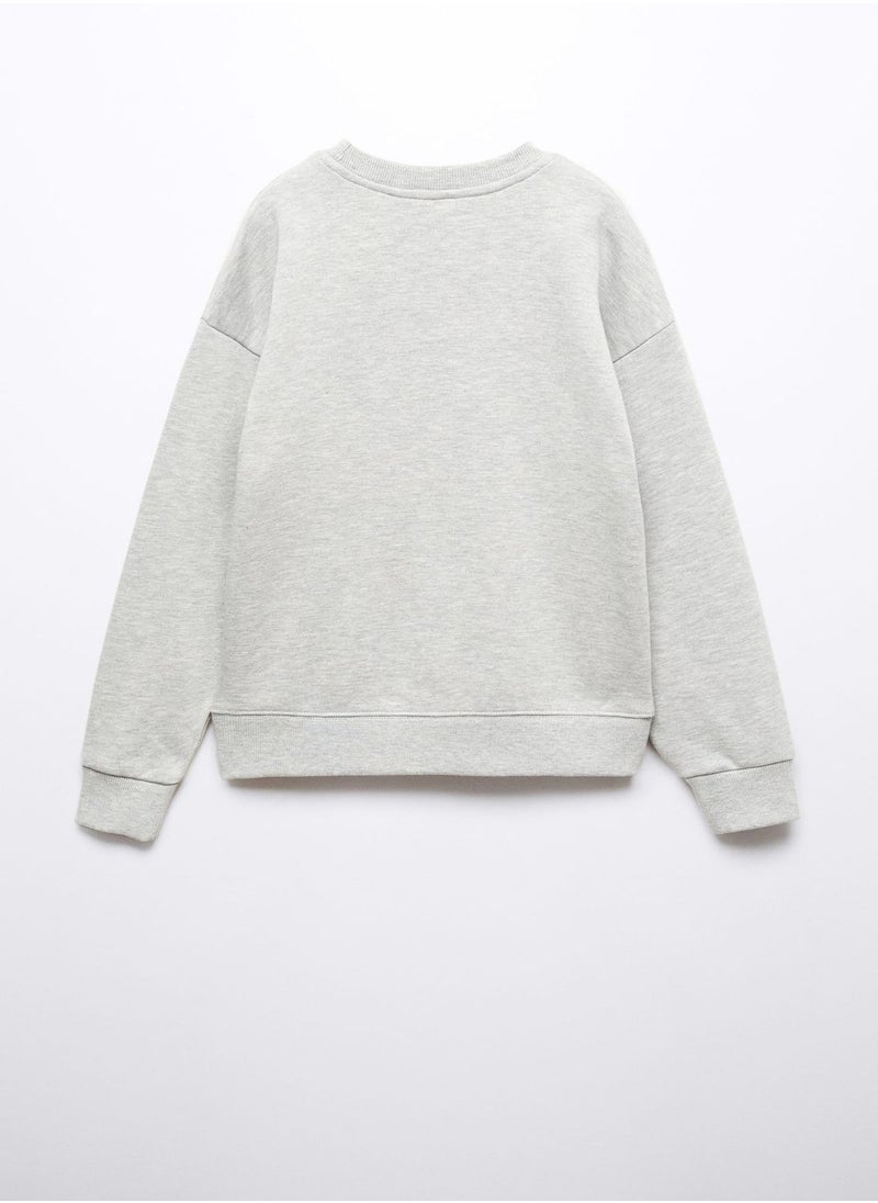 MANGO - Kids Text Print Crew Neck Sweatshirt - Image 1