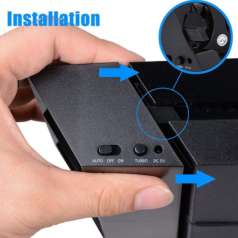 Linkhood مروحة تبريد لجهاز PS4، مروحة خارجية USB 5 مروحة بتصميم توربو للتحكم في درجة الحرارة لجهاز سوني بلاي ستيشن 4 (لـ PS4 فقط) - Image 2