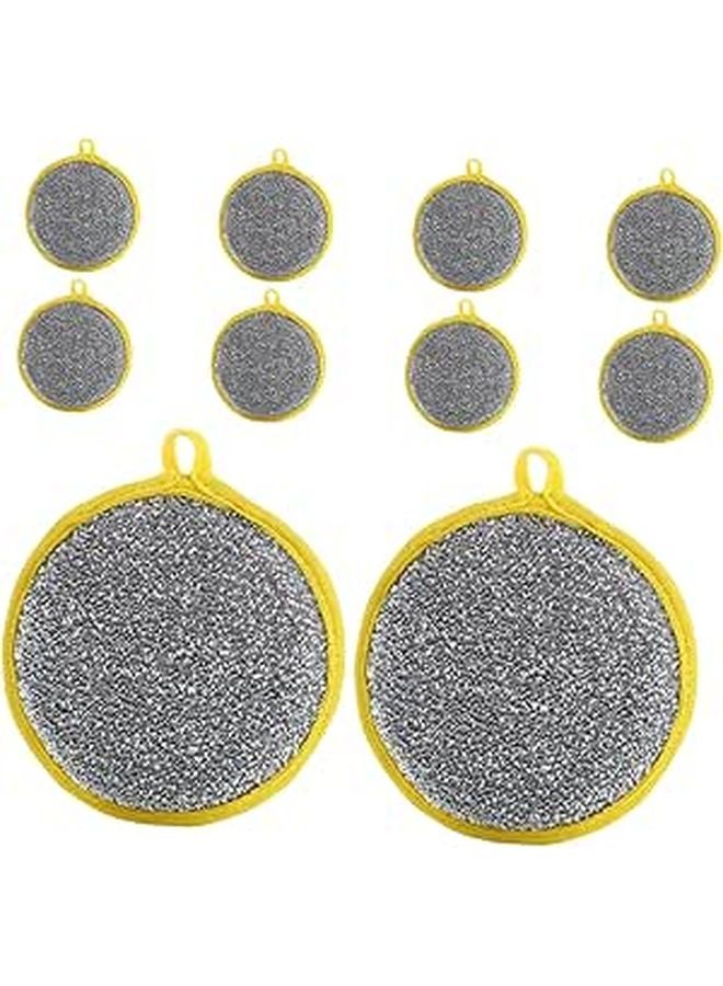 Double Sided Round Sponge Scrubber 10 Pack Natural Kitchen Cleaning Pad - Image 1