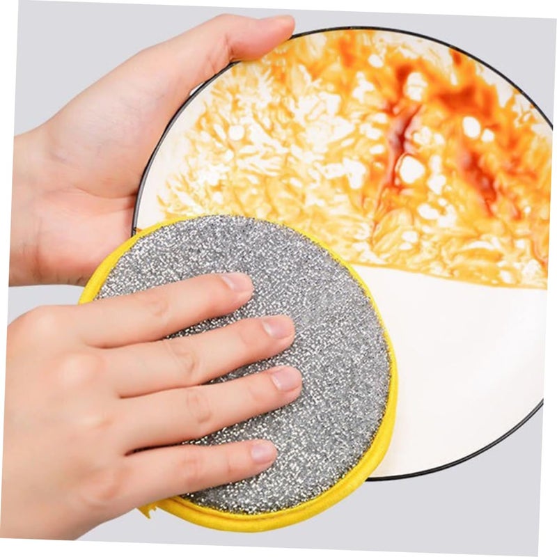 Double Sided Round Sponge Scrubber 10 Pack Natural Kitchen Cleaning Pad - Image 5