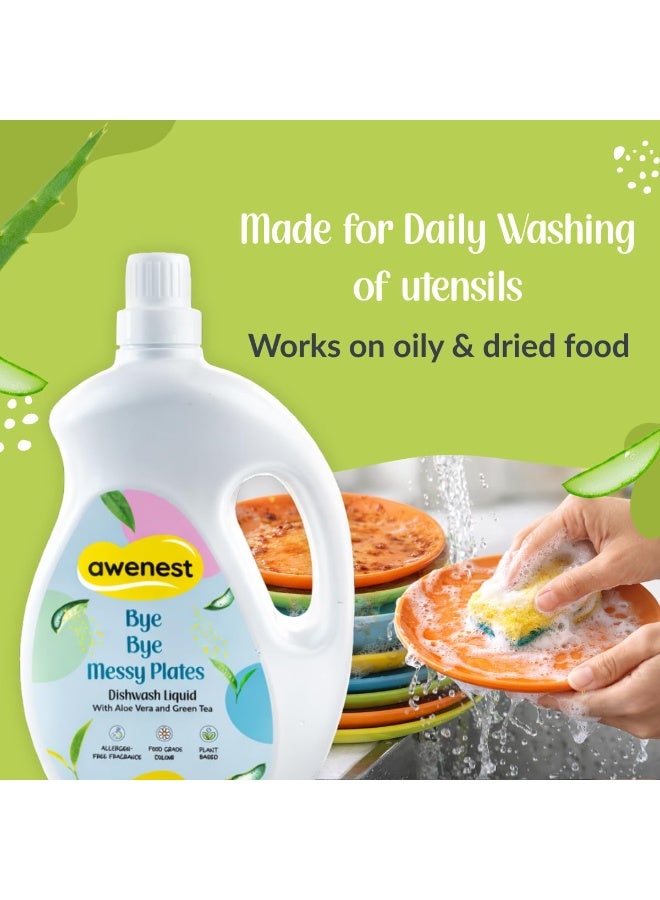 awenest No-toxin Plant Based Organic Dishwash Concentrate - 2 Liter | Orange and Lemon | 0% Harmful Chemicals | Baby, Pet safe Natural Organic Gel - Image 2