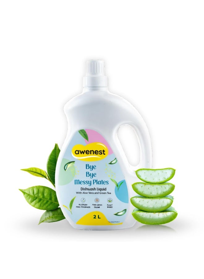 awenest No-toxin Plant Based Organic Dishwash Concentrate - 2 Liter | Orange and Lemon | 0% Harmful Chemicals | Baby, Pet safe Natural Organic Gel - Image 1