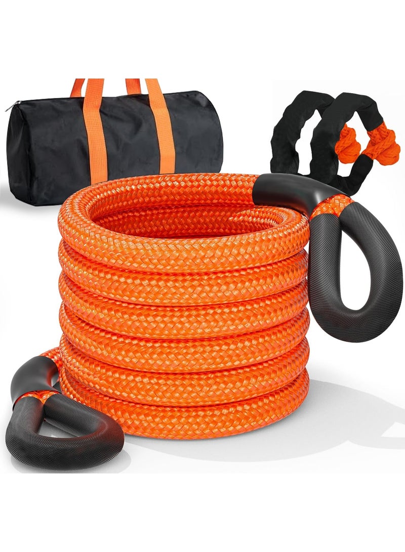 أوزيغالور حبل سحب استرداد حركي 36000 رطل مع حلقة ربط ناعمة، 25 مم × 9 م، حزام سحب شديد التحمل، مرونة 35٪، مجموعة استرداد للطرق الوعرة لسيارات الجيب والشاحنات ATV UTV SUV، برتقالي - Image 1