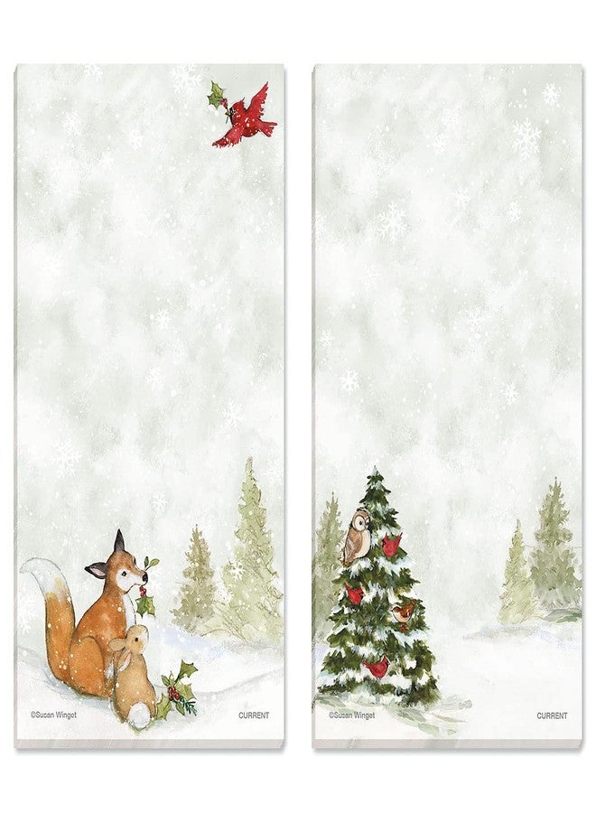 Current Peaceful Forest Holiday Magnetic Notepad Set – Set of 12 Memo Pads, 6 Designs, 30-Sheet Pads, 3½ x 6½ Inches, Christmas Shopping List, To-Do Notes - Image 4