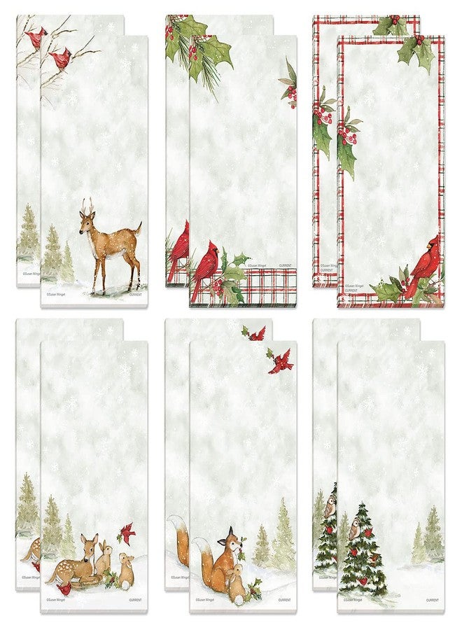 Current Peaceful Forest Holiday Magnetic Notepad Set – Set of 12 Memo Pads, 6 Designs, 30-Sheet Pads, 3½ x 6½ Inches, Christmas Shopping List, To-Do Notes - Image 1