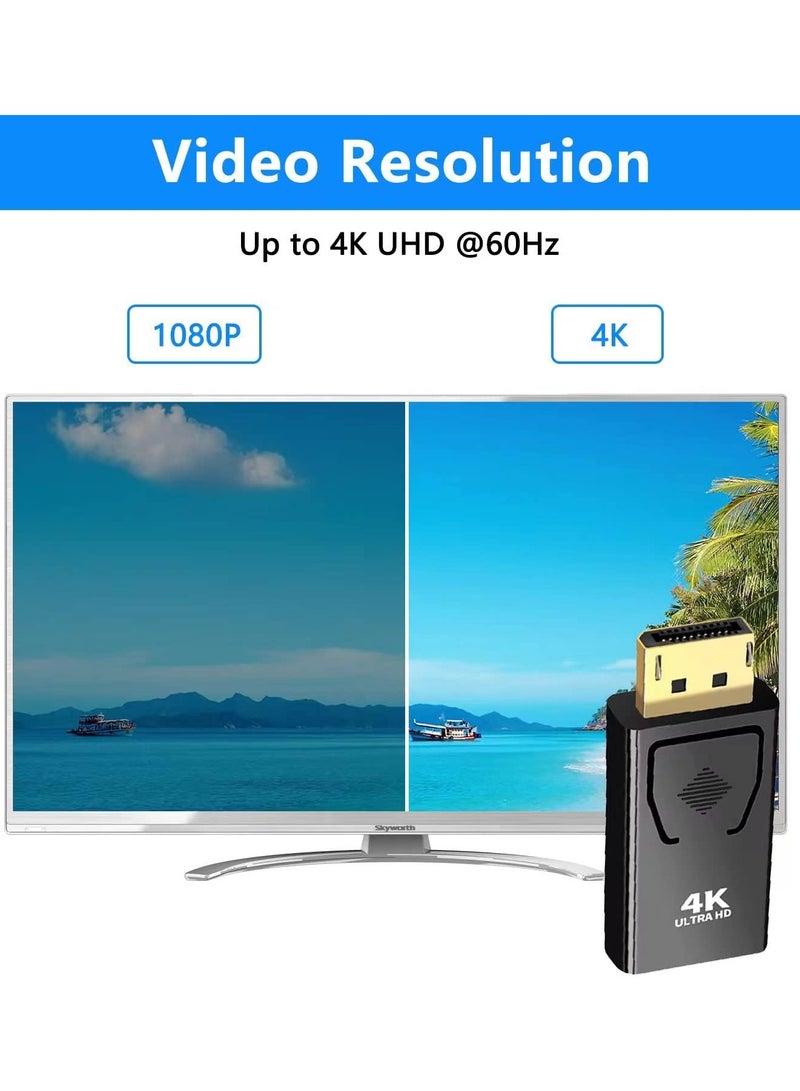 4K DisplayPort to HDMI Adapter, 2 Pack Uni-Directional DP PC to HDMI Monitor Converter, 4K Ultra HD DP Display Port to HDMI Adapter(Male to Female), Compatible for Lenovo Dell HP and Other Brand - Image 2
