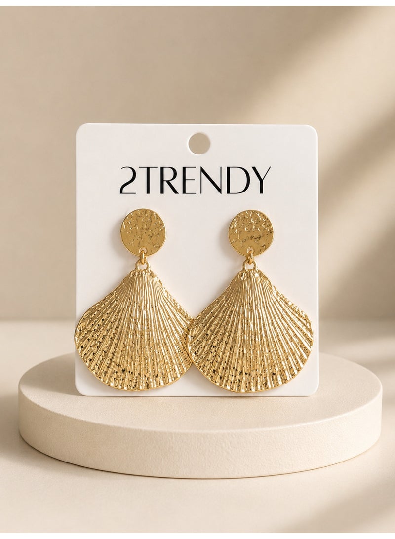 Women's Gold-Tone Textured Fan Dangle Earrings