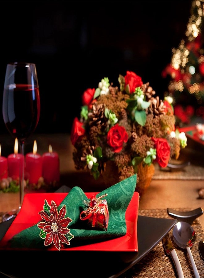 Fsmiling Christmas Napkin Rings Set of 6 Poinsettia Napkin Rings Christmas Napkin Holder for Cloth Napkins - Image 4