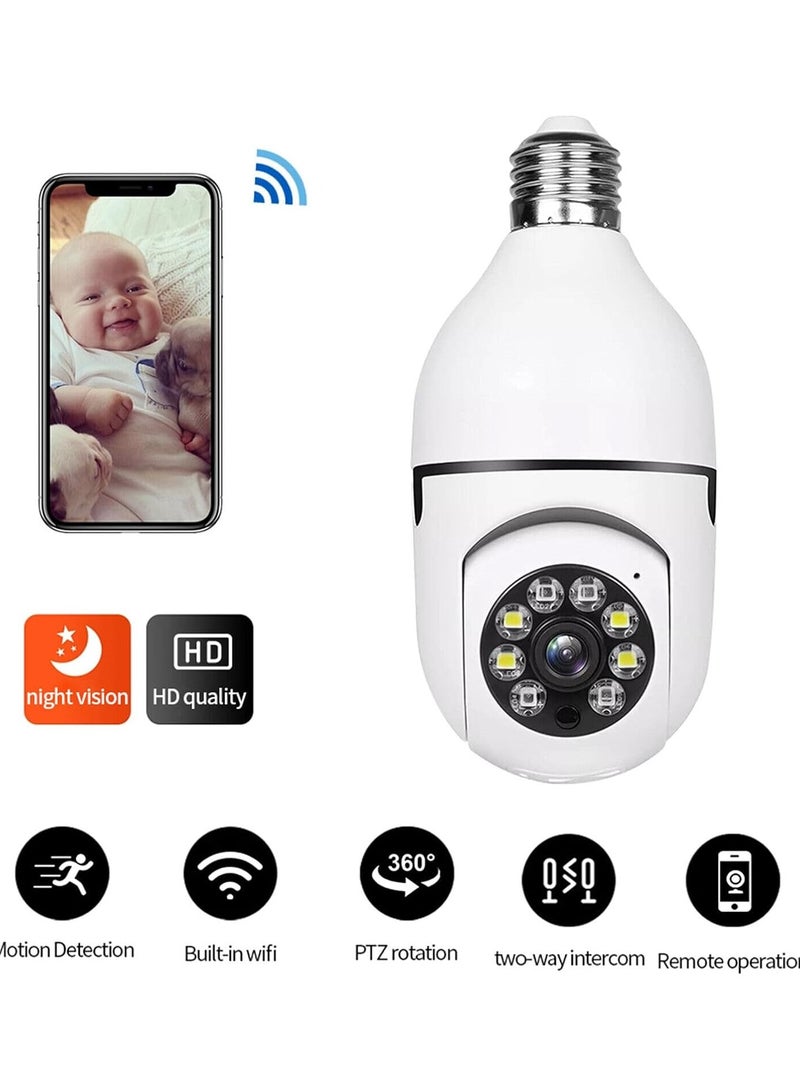Camera 1080P WiFi Panorama Security Camera – Wireless Smart Home CCTV with Night Vision, Motion Detection, 2-Way Audio & Mobile App Control, Easy Install Light Bulb Camera - Image 1