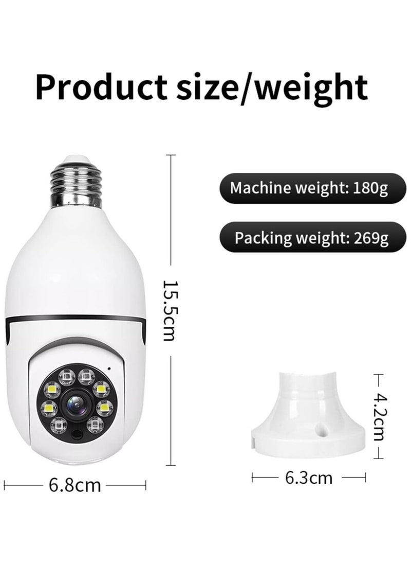Kimaya - WiFi Panorama Camera & Wireless WIFI Outdoor CCTV Monitor Smart Home Security, Easy To View Install, Your Ultimate Home Sentinel Wireless Light Bulb Monitor Camera 1080P 2MP WiFi Smart Camera Night Vision 2 way Talk Motion Detection APP Remote Monitor - Image 1