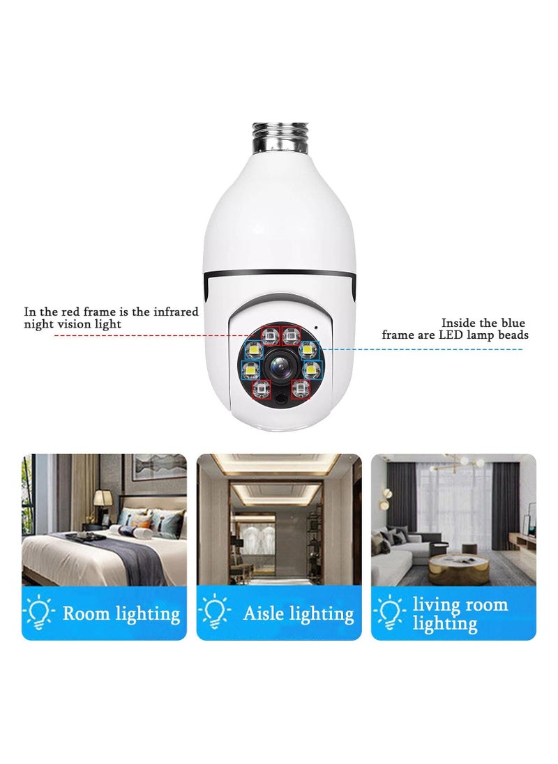 Kimaya - WiFi Panorama Camera & Wireless WIFI Outdoor CCTV Monitor Smart Home Security, Easy To View Install, Your Ultimate Home Sentinel Wireless Light Bulb Monitor Camera 1080P 2MP WiFi Smart Camera Night Vision 2 way Talk Motion Detection APP Remote Monitor - Image 1