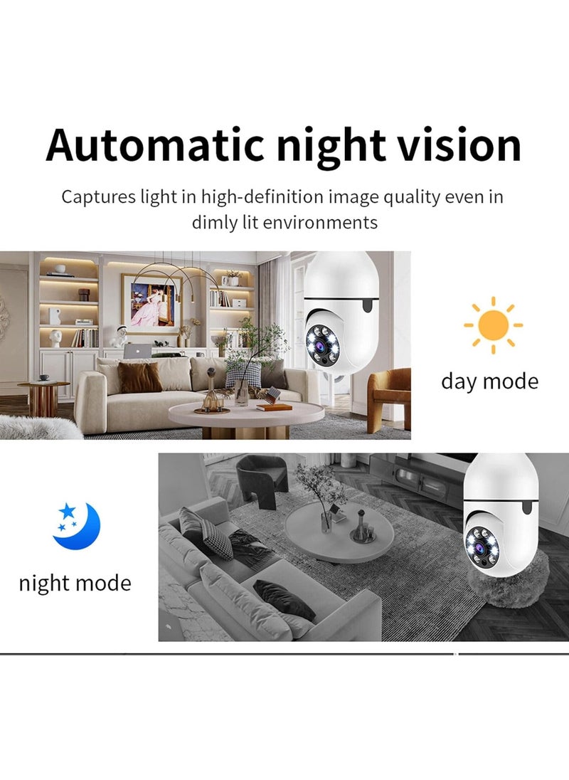Kimaya - WiFi Panorama Camera & Wireless WIFI Outdoor CCTV Monitor Smart Home Security, Easy To View Install, Your Ultimate Home Sentinel Wireless Light Bulb Monitor Camera 1080P 2MP WiFi Smart Camera Night Vision 2 way Talk Motion Detection APP Remote Monitor - Image 1