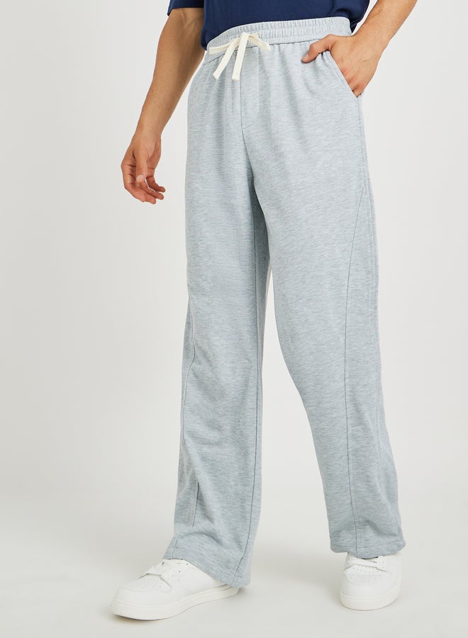 Styli Men Grey Solid Relaxed Fit Open Hem Joggers with Side Panel Detail - Image 1