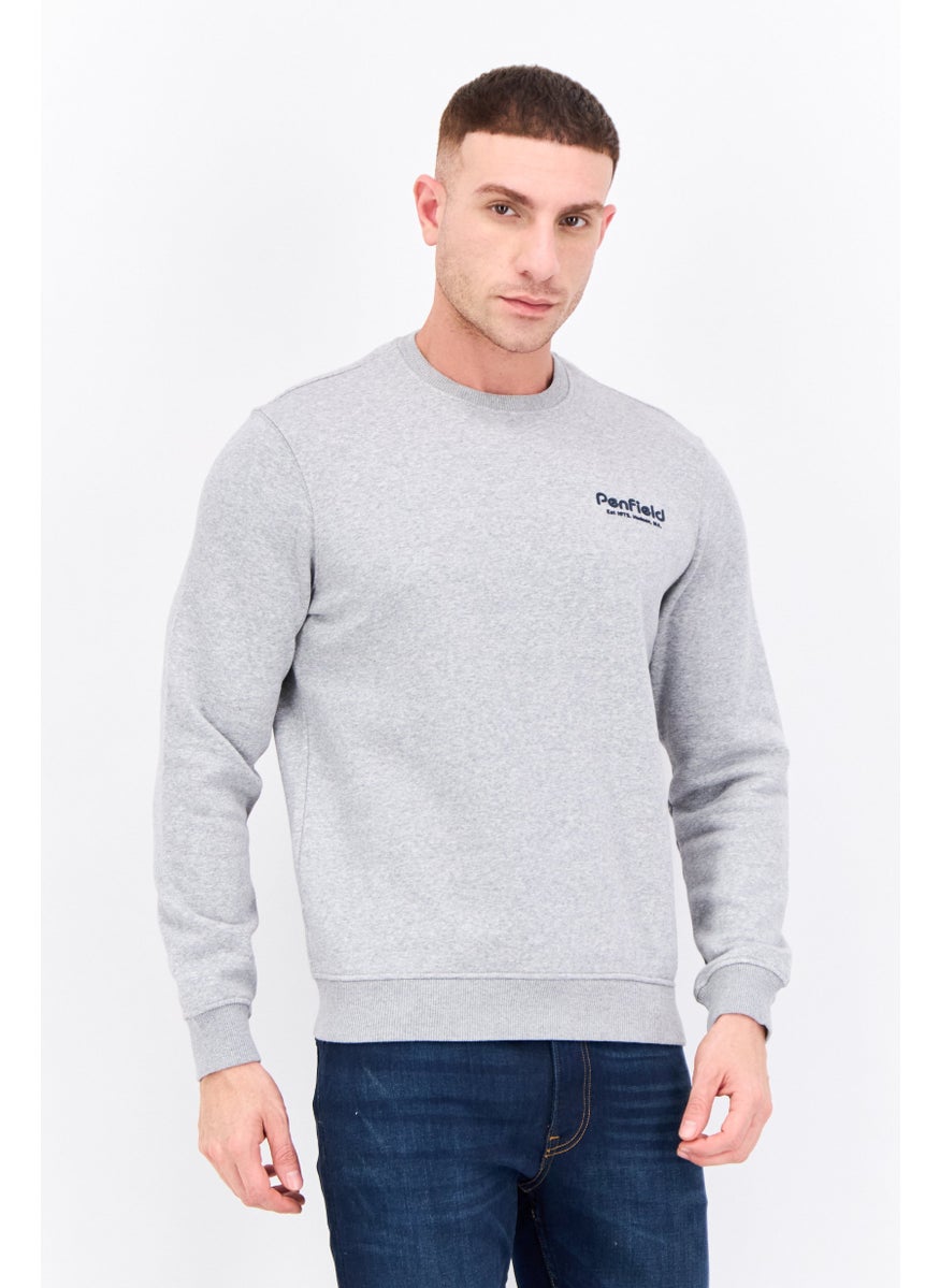 Penfield Men Crew Neck Brand Logo Long Sleeves Sweatshirt, Grey  - Image 1