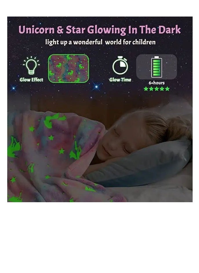Generic Baby Blanket printed Glow unicorn size110*90cm pink  - Image 3
