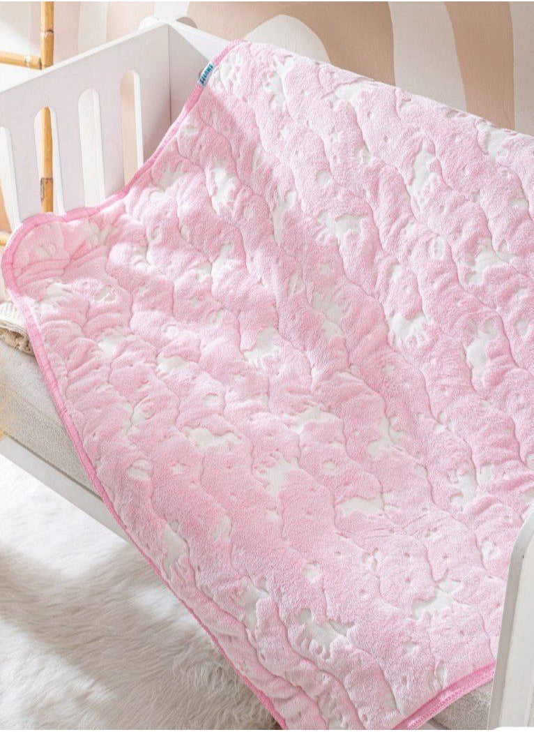 Generic Baby Blanket printed Glow unicorn size110*90cm pink  - Image 1