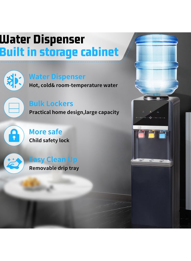 انفوسن موزع مياه قائم بذاته تعبئة علوية، 3 اعدادات لدرجة الحرارة - ساخن، درجة حرارة الغرفة وبارد مضغوط، يستوعب زجاجات 3 او 5 جالون، موزع مياه منزلي - رمادي - Image 5