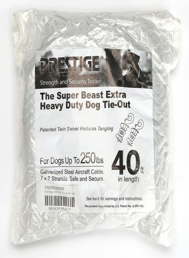 Boss Pet طوق ربط الكلاب شديد التحمل من بوس بيت برودكتس بريستيج سوبر بيست XXL بطول 40 قدمًا، مزود بكابل مغلف بالفينيل ومشبكين دوارين، مناسب للكلاب التي يصل وزنها إلى 250 رطلاً، رمادي اللون - Image 4