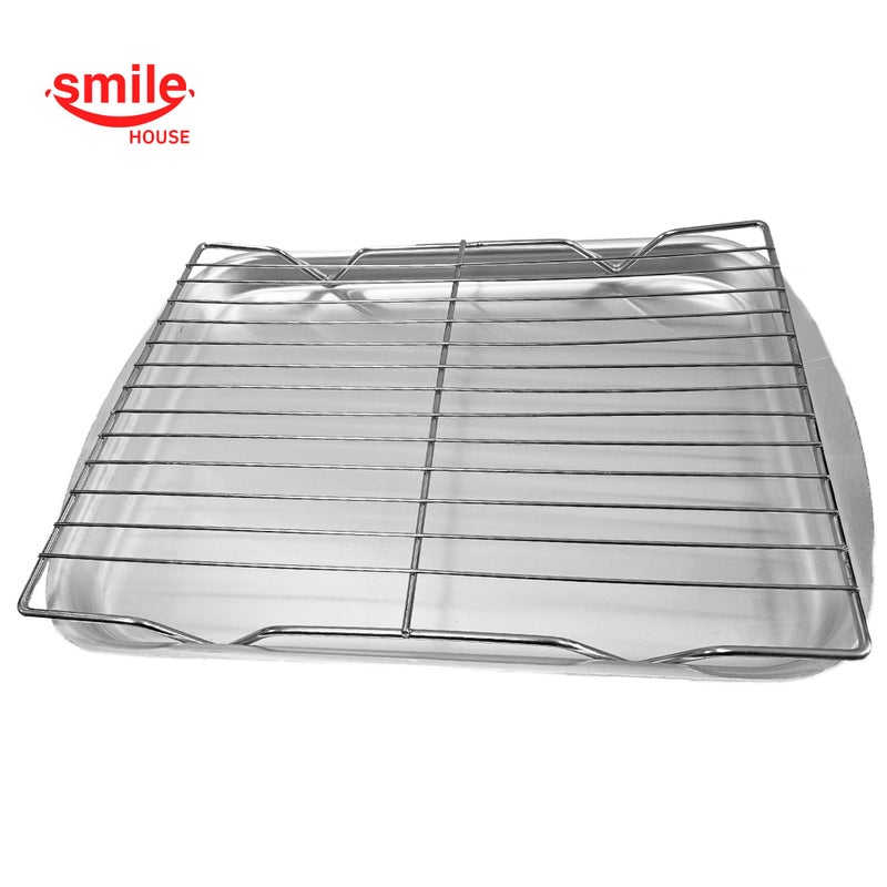 Smile - Aluminum Roasting Pan Tray with Mesh Grill Rack (40x30x3cm) - Image 2