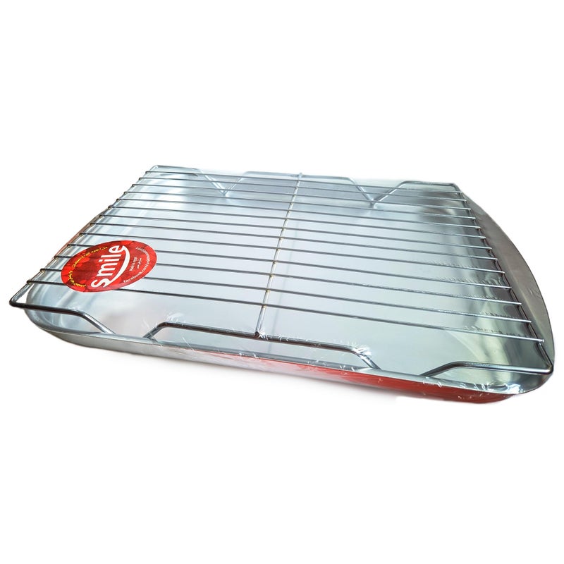 Smile - Aluminum Roasting Pan Tray with Mesh Grill Rack (40x30x3cm) - Image 1
