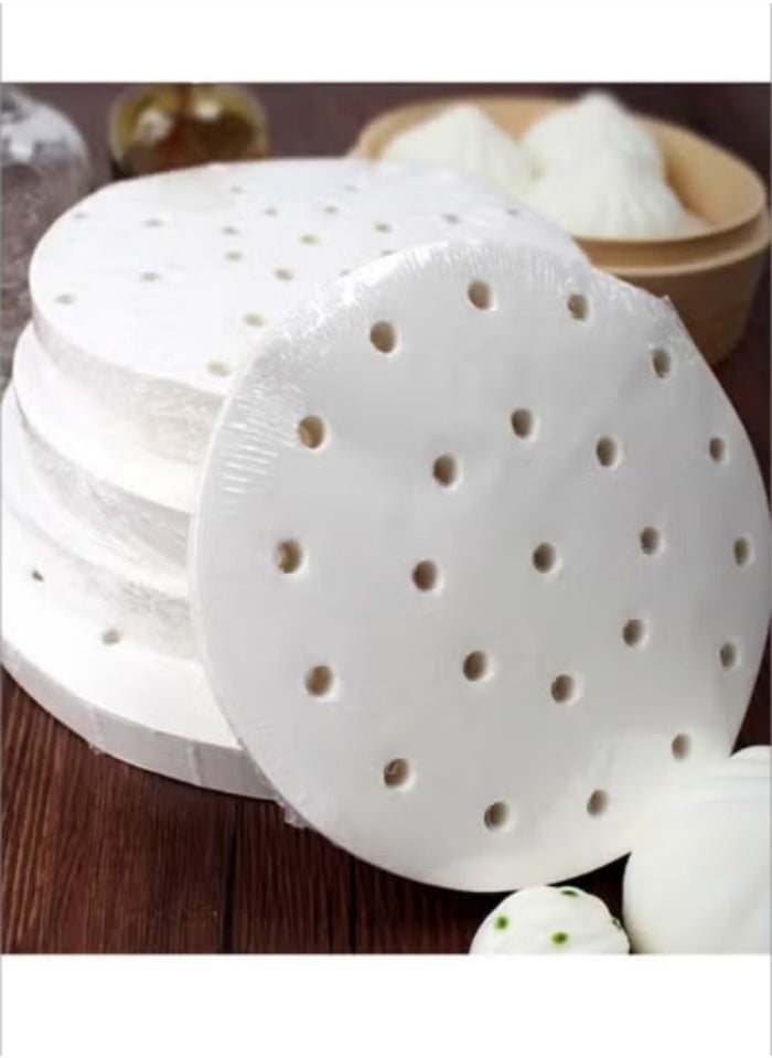 Beauenty 200 Pcs Air Fryer Liner, Round Non-Stick Steamer Mat, Premium Parchment Paper for Baking, Oven, Air Fryer, Bamboo Steamer 6 inches White Multicolour 6inch  - Image 3