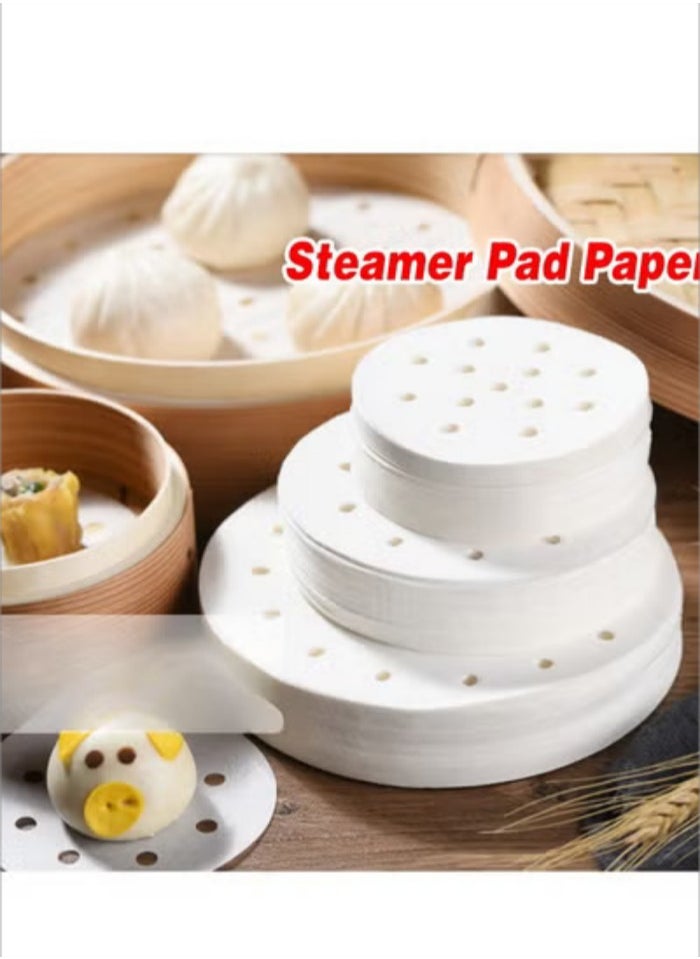 Beauenty 200 Pcs Air Fryer Liner, Round Non-Stick Steamer Mat, Premium Parchment Paper for Baking, Oven, Air Fryer, Bamboo Steamer 6 inches White Multicolour 6inch  - Image 1