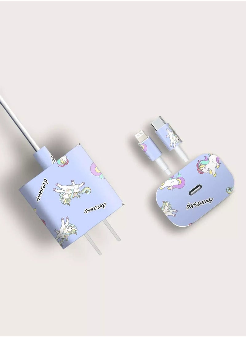 Generic 1sheet Cartoon Unicorn Sticker Compatible With Charger Head  - Image 2