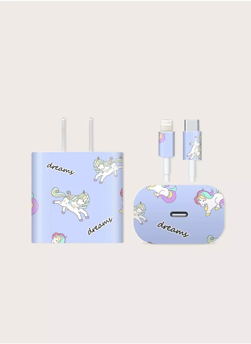 Generic 1sheet Cartoon Unicorn Sticker Compatible With Charger Head  - Image 1