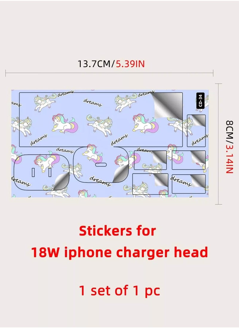 Generic 1sheet Cartoon Unicorn Sticker Compatible With Charger Head  - Image 4