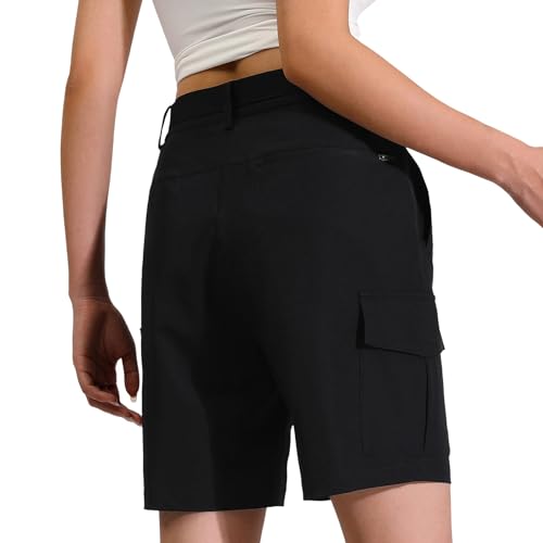 RIMOHX Women's 7'' Hiking Cargo Shorts with Multiple Pockets Lightweight Quick Dry Athletic Outdoor Golf Casual Summer Shorts Black - Image 2