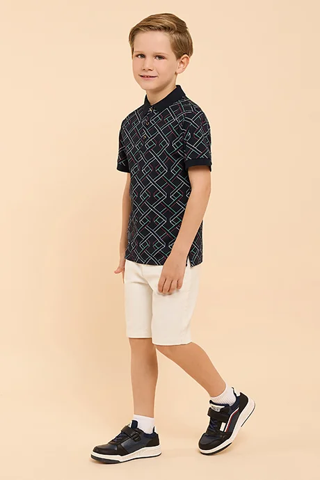 أر أند بي Patterned Polo T-Shirt & Shorts Set
