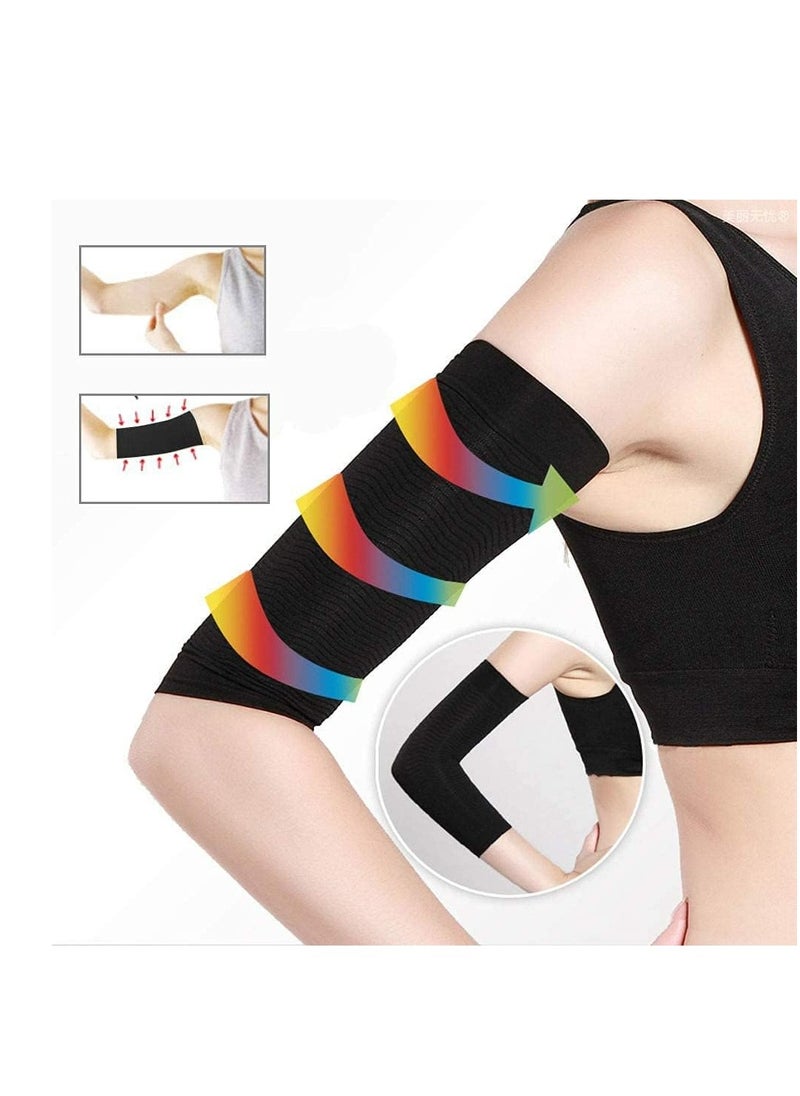 Oasisgalore 2-Pack Arm Slimming Wraps, Beige & Black Compression Sleeves for Fat Loss and Toning, Women's Fitness Arm Shapers  - Image 2