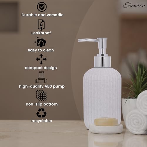 Shenron Liquid Soap Dispenser for Wash Basin & Bathroom, 250 ML Empty Refillable Handwash Bottle with Pump, Ideal for Sanitizer, Lotion & Shampoo, Unbreakable Plastic Body (Black & Marble, Set of 2) - Image 4