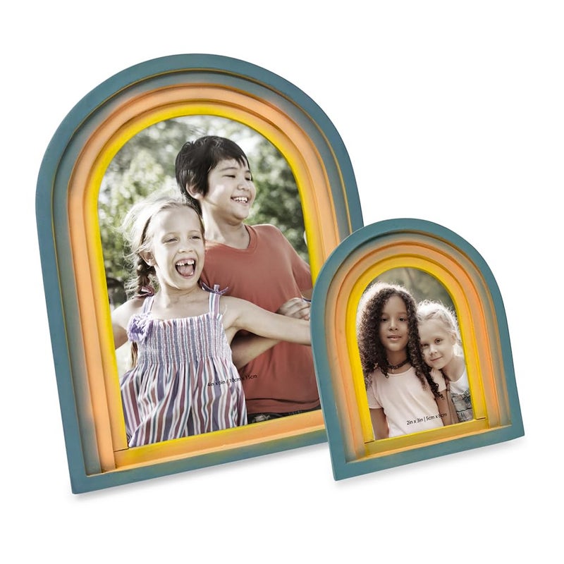 Isaac Jacobs 2x3 Vertical Rainbow Arc Resin Picture Frame with Gradient Design  Decorative Photo Frame  Tabletop & Wall Display  Hanging Display & Home Decor (2x3  Rainbow) - Image 4
