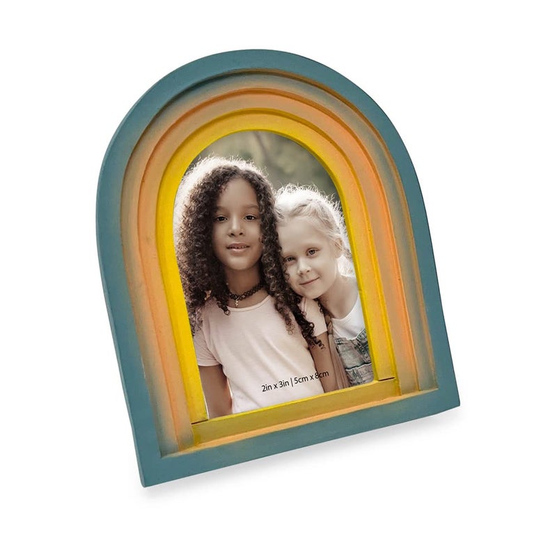 Isaac Jacobs 2x3 Vertical Rainbow Arc Resin Picture Frame with Gradient Design  Decorative Photo Frame  Tabletop & Wall Display  Hanging Display & Home Decor (2x3  Rainbow) - Image 1